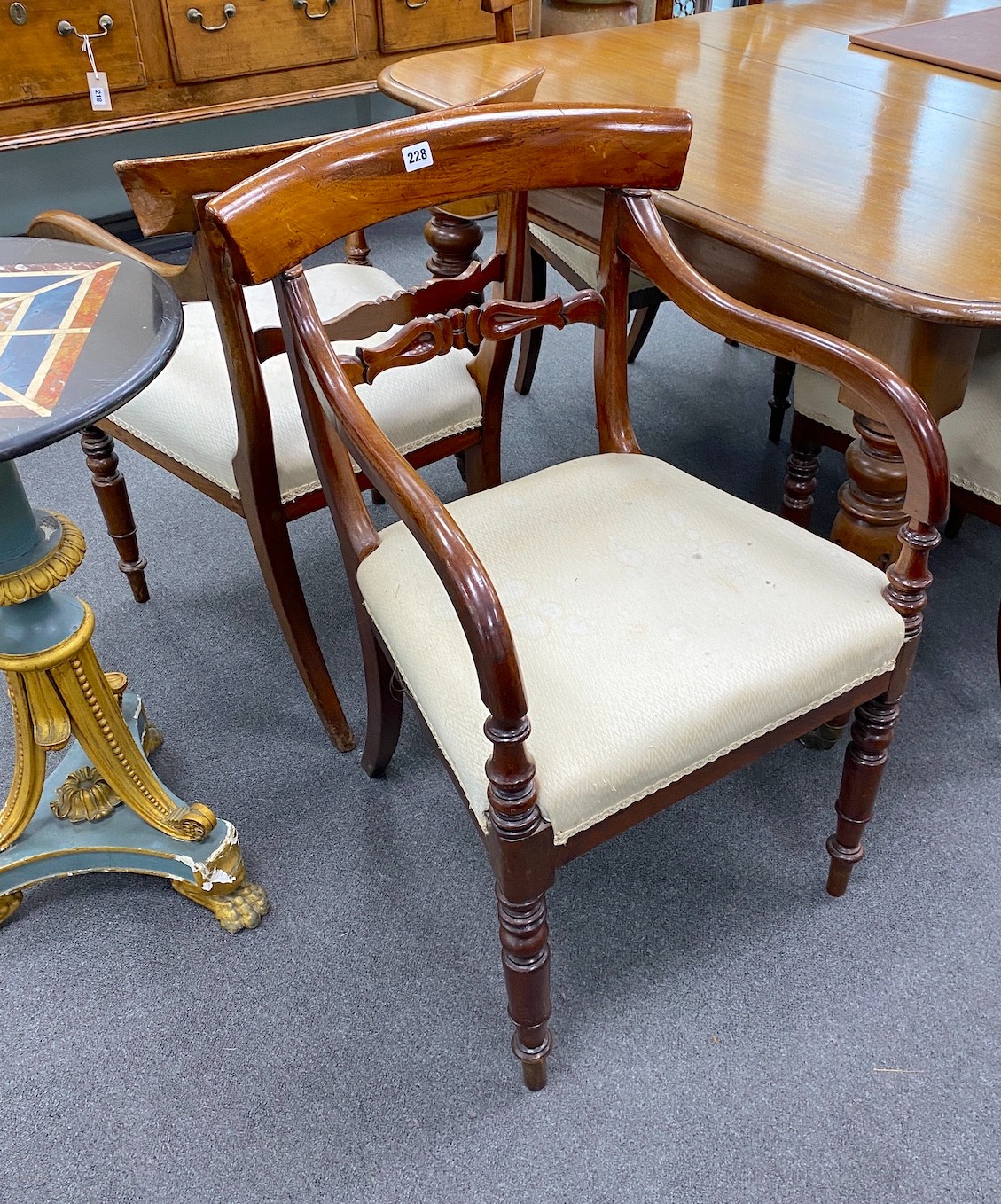 A set of eight Regency mahogany dining chairs (2 carvers)